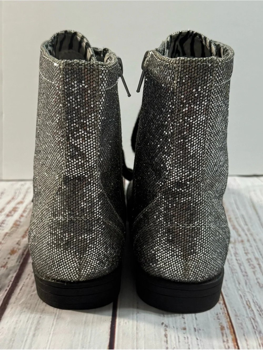Justice Silver Glitter Lace-Up Girls' Boots